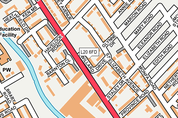 L20 6FD map - OS OpenMap – Local (Ordnance Survey)