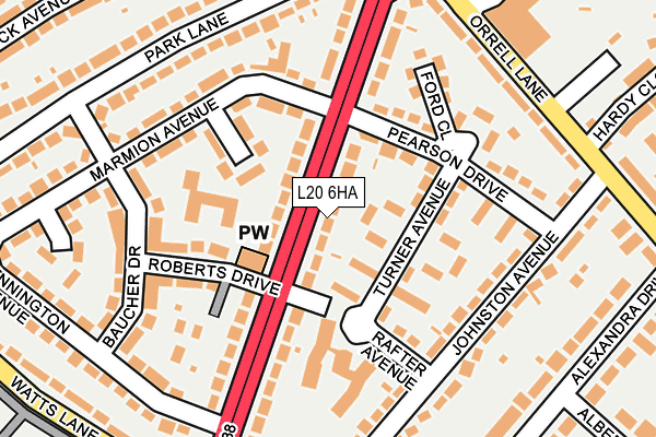 L20 6HA map - OS OpenMap – Local (Ordnance Survey)