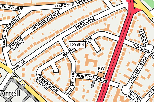 L20 6HN map - OS OpenMap – Local (Ordnance Survey)