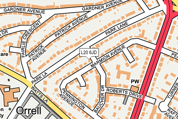 L20 6JD map - OS OpenMap – Local (Ordnance Survey)