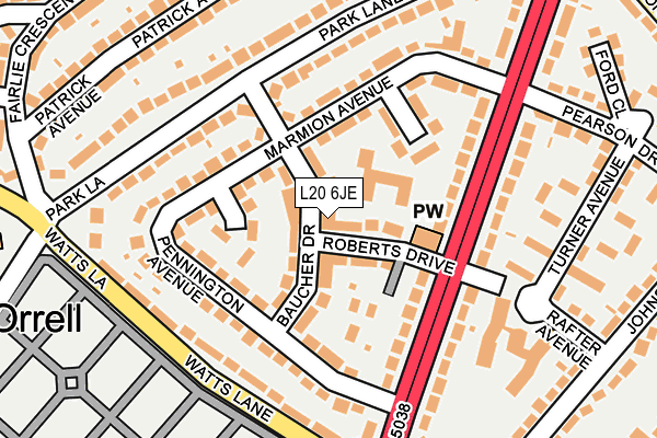 L20 6JE map - OS OpenMap – Local (Ordnance Survey)