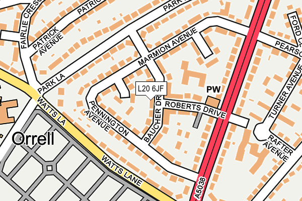 L20 6JF map - OS OpenMap – Local (Ordnance Survey)