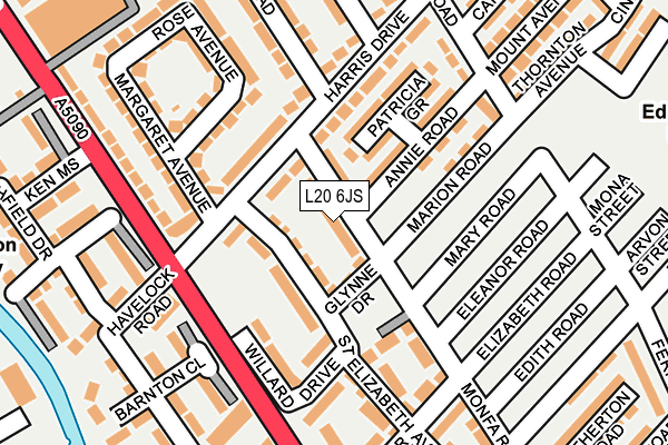 L20 6JS map - OS OpenMap – Local (Ordnance Survey)
