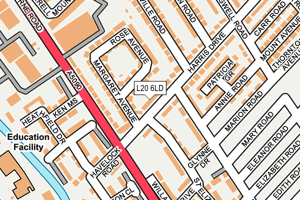 L20 6LD map - OS OpenMap – Local (Ordnance Survey)