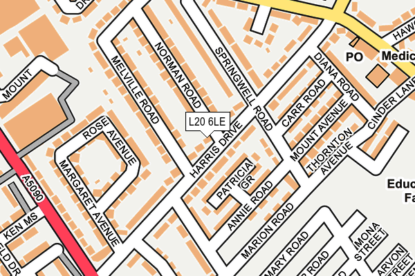 L20 6LE map - OS OpenMap – Local (Ordnance Survey)