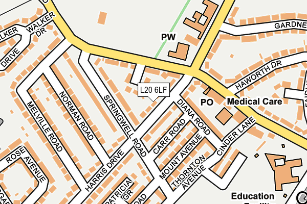 L20 6LF map - OS OpenMap – Local (Ordnance Survey)