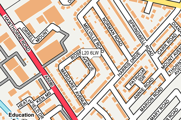 L20 6LW map - OS OpenMap – Local (Ordnance Survey)