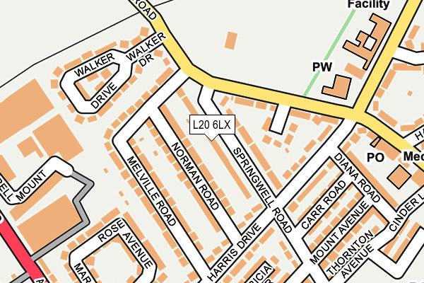 L20 6LX map - OS OpenMap – Local (Ordnance Survey)