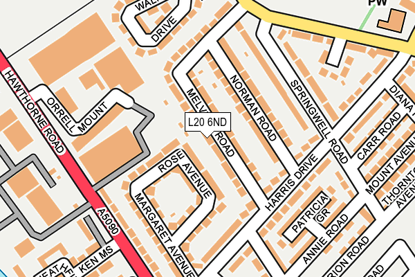 L20 6ND map - OS OpenMap – Local (Ordnance Survey)