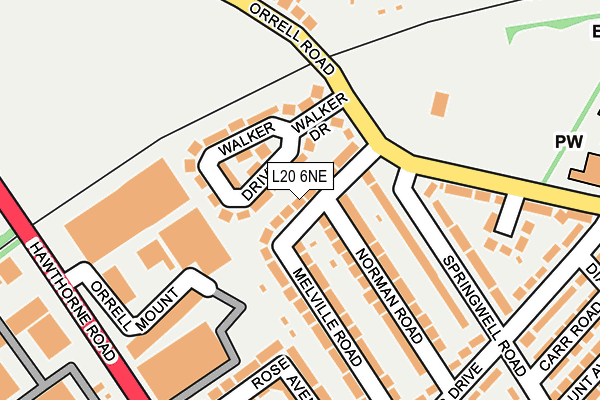 L20 6NE map - OS OpenMap – Local (Ordnance Survey)
