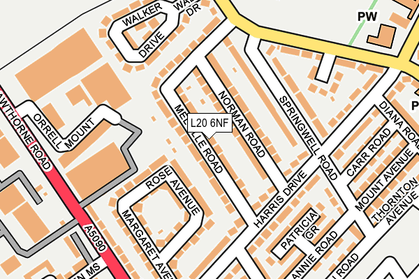 L20 6NF map - OS OpenMap – Local (Ordnance Survey)