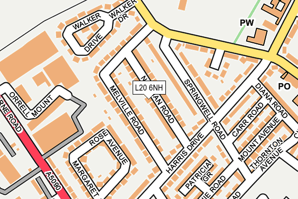 L20 6NH map - OS OpenMap – Local (Ordnance Survey)