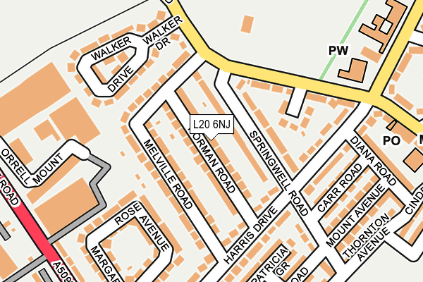 L20 6NJ map - OS OpenMap – Local (Ordnance Survey)