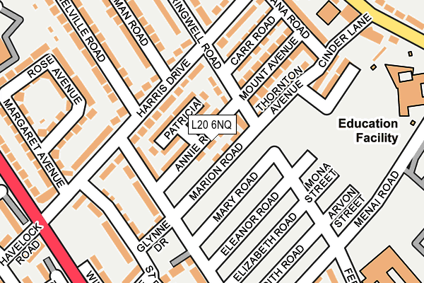 L20 6NQ map - OS OpenMap – Local (Ordnance Survey)