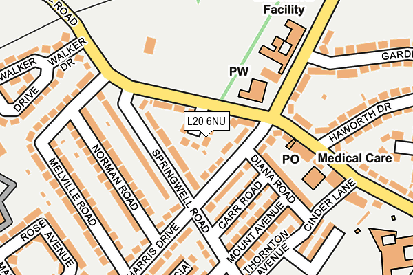 L20 6NU map - OS OpenMap – Local (Ordnance Survey)