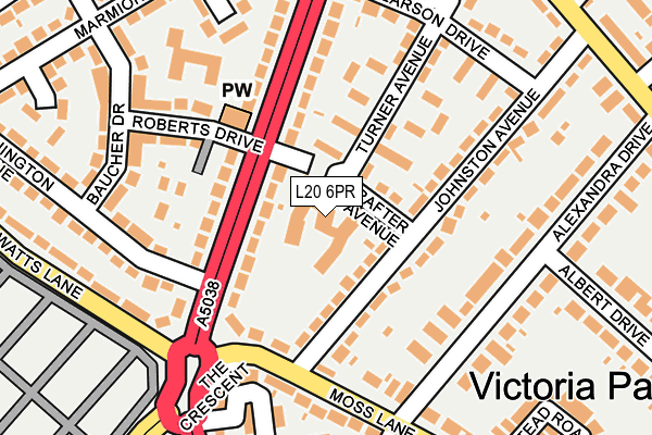 L20 6PR map - OS OpenMap – Local (Ordnance Survey)