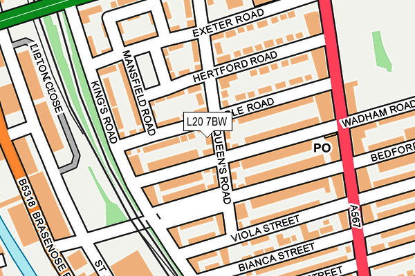 L20 7BW map - OS OpenMap – Local (Ordnance Survey)