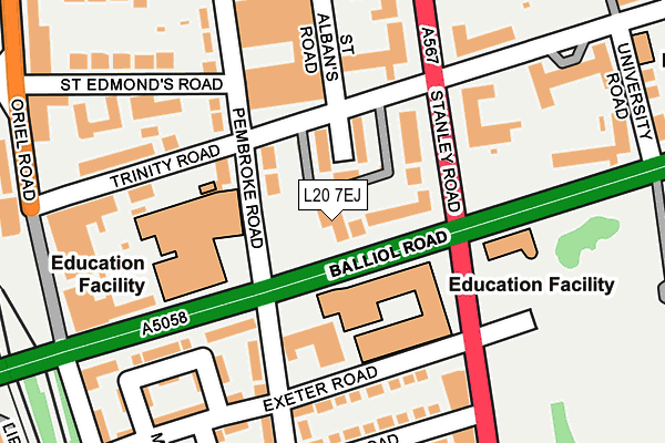 L20 7EJ map - OS OpenMap – Local (Ordnance Survey)