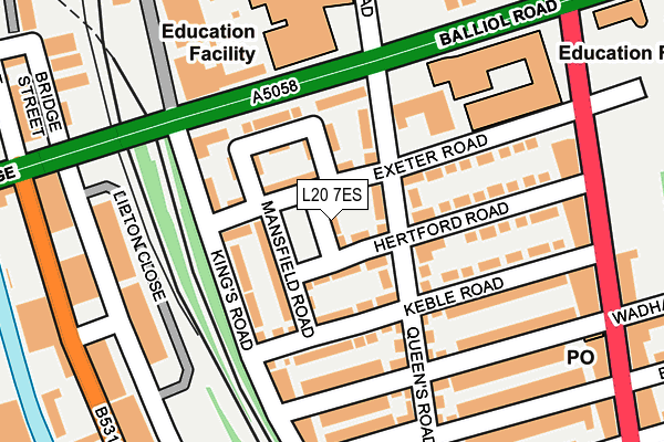 L20 7ES map - OS OpenMap – Local (Ordnance Survey)