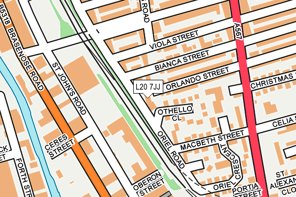 L20 7JJ map - OS OpenMap – Local (Ordnance Survey)