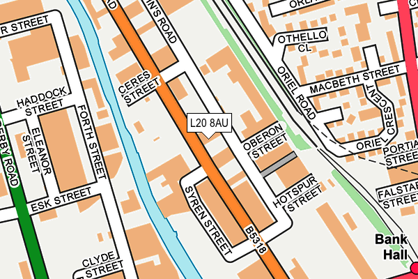 L20 8AU map - OS OpenMap – Local (Ordnance Survey)