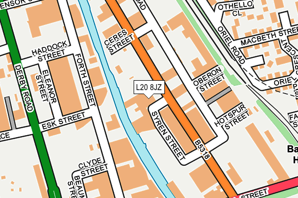 L20 8JZ map - OS OpenMap – Local (Ordnance Survey)