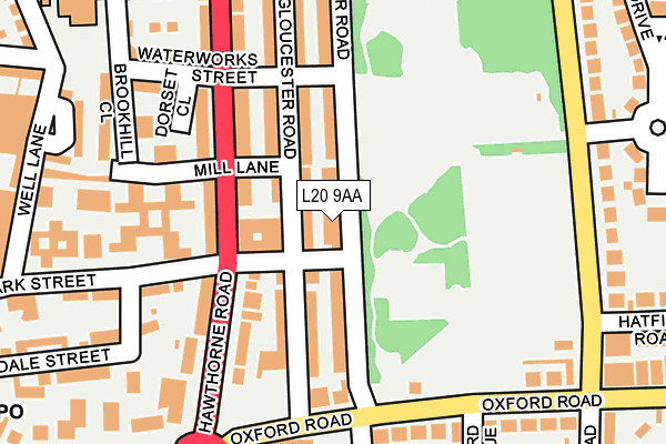 L20 9AA map - OS OpenMap – Local (Ordnance Survey)