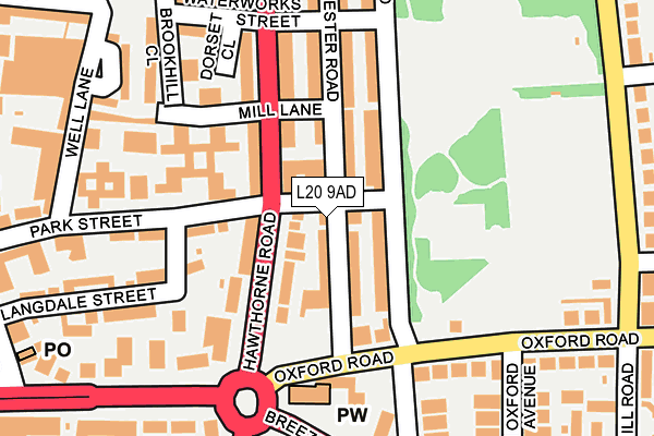 L20 9AD map - OS OpenMap – Local (Ordnance Survey)