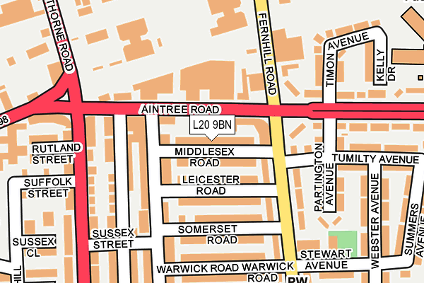 L20 9BN map - OS OpenMap – Local (Ordnance Survey)