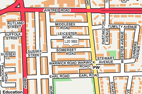L20 9BS map - OS OpenMap – Local (Ordnance Survey)