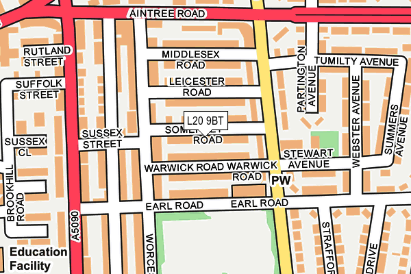 L20 9BT map - OS OpenMap – Local (Ordnance Survey)