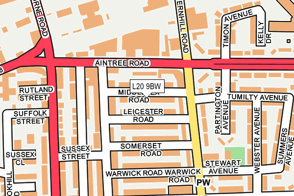 L20 9BW map - OS OpenMap – Local (Ordnance Survey)