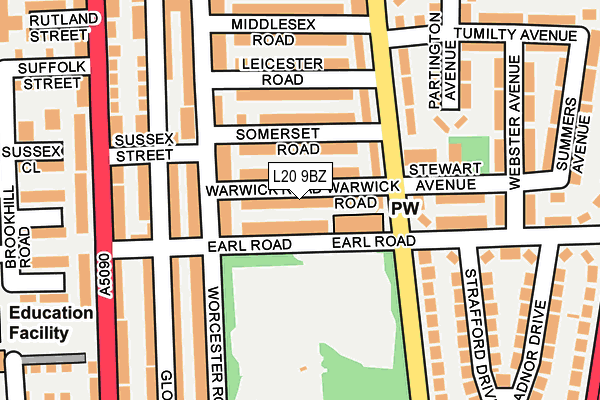 L20 9BZ map - OS OpenMap – Local (Ordnance Survey)