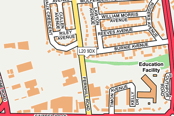L20 9DX map - OS OpenMap – Local (Ordnance Survey)
