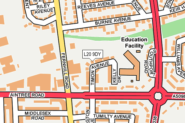 L20 9DY map - OS OpenMap – Local (Ordnance Survey)