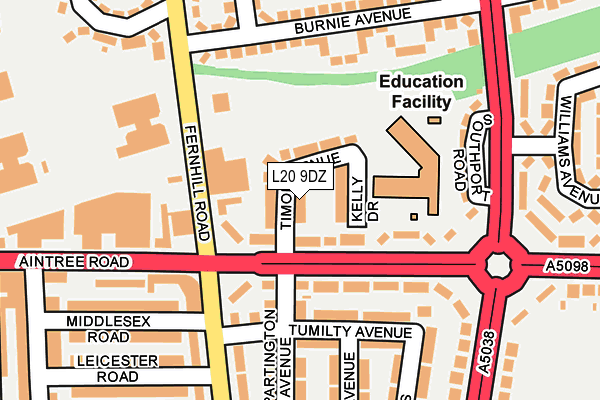 L20 9DZ map - OS OpenMap – Local (Ordnance Survey)