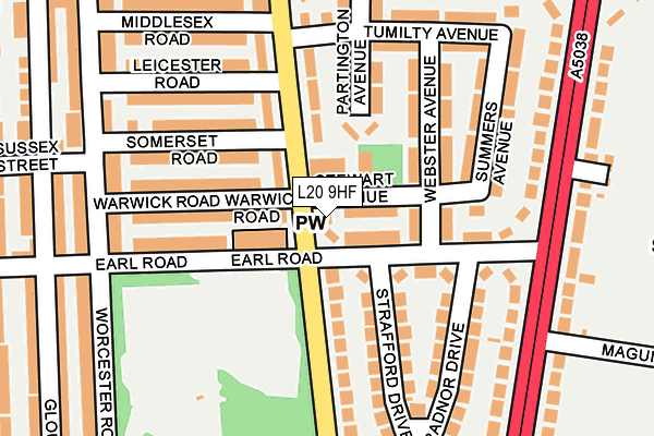 L20 9HF map - OS OpenMap – Local (Ordnance Survey)