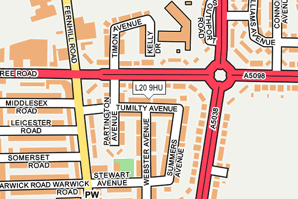 L20 9HU map - OS OpenMap – Local (Ordnance Survey)