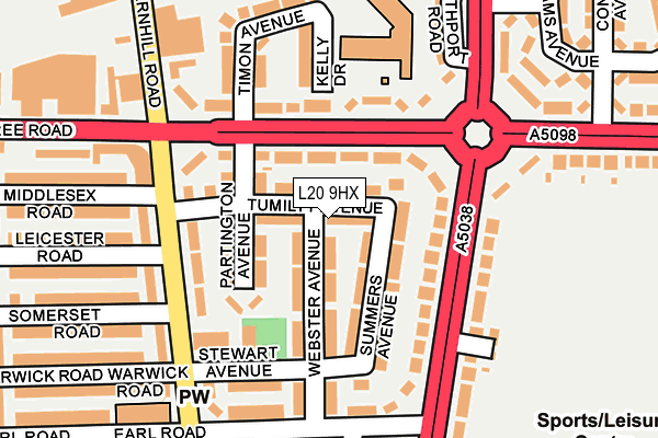L20 9HX map - OS OpenMap – Local (Ordnance Survey)