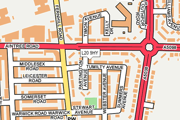 L20 9HY map - OS OpenMap – Local (Ordnance Survey)
