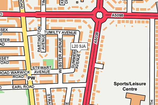 L20 9JA map - OS OpenMap – Local (Ordnance Survey)