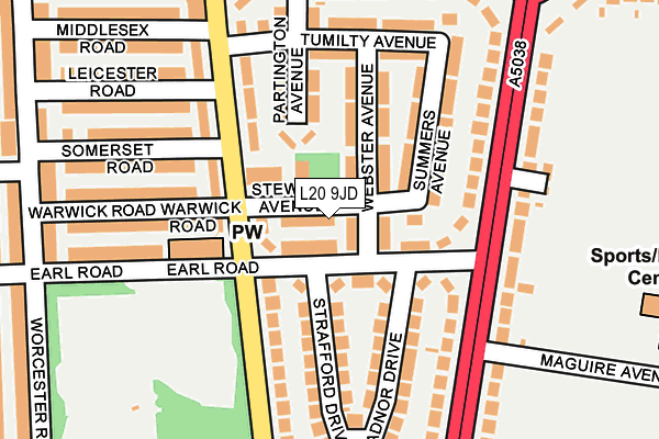 L20 9JD map - OS OpenMap – Local (Ordnance Survey)