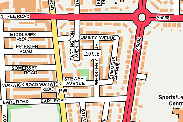L20 9JE map - OS OpenMap – Local (Ordnance Survey)
