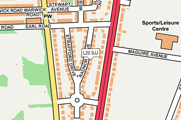 L20 9JJ map - OS OpenMap – Local (Ordnance Survey)
