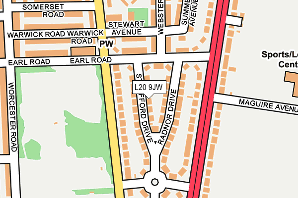L20 9JW map - OS OpenMap – Local (Ordnance Survey)