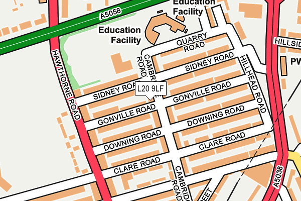 L20 9LF map - OS OpenMap – Local (Ordnance Survey)