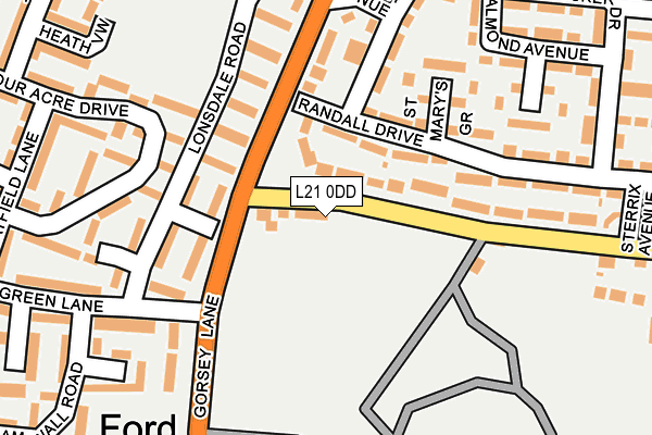 L21 0DD map - OS OpenMap – Local (Ordnance Survey)