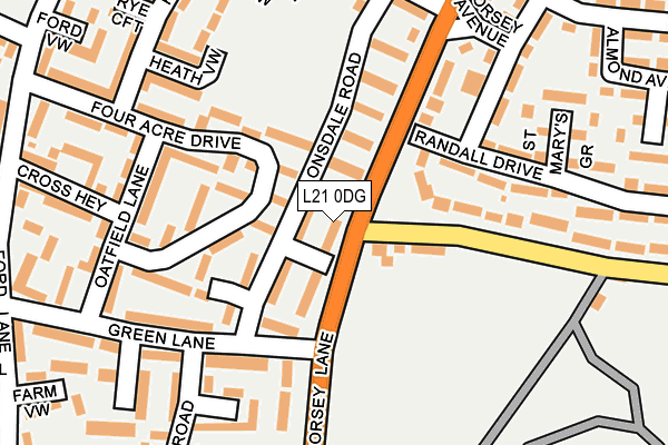 L21 0DG map - OS OpenMap – Local (Ordnance Survey)
