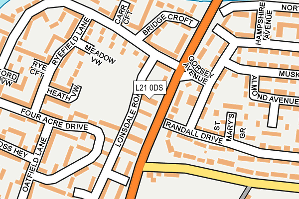 L21 0DS map - OS OpenMap – Local (Ordnance Survey)