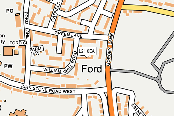 L21 0EA map - OS OpenMap – Local (Ordnance Survey)